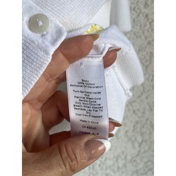 Talbots Floral Embroidered Lightweight Cardigan- Size M- White/Yellow - Picture 7 of 7